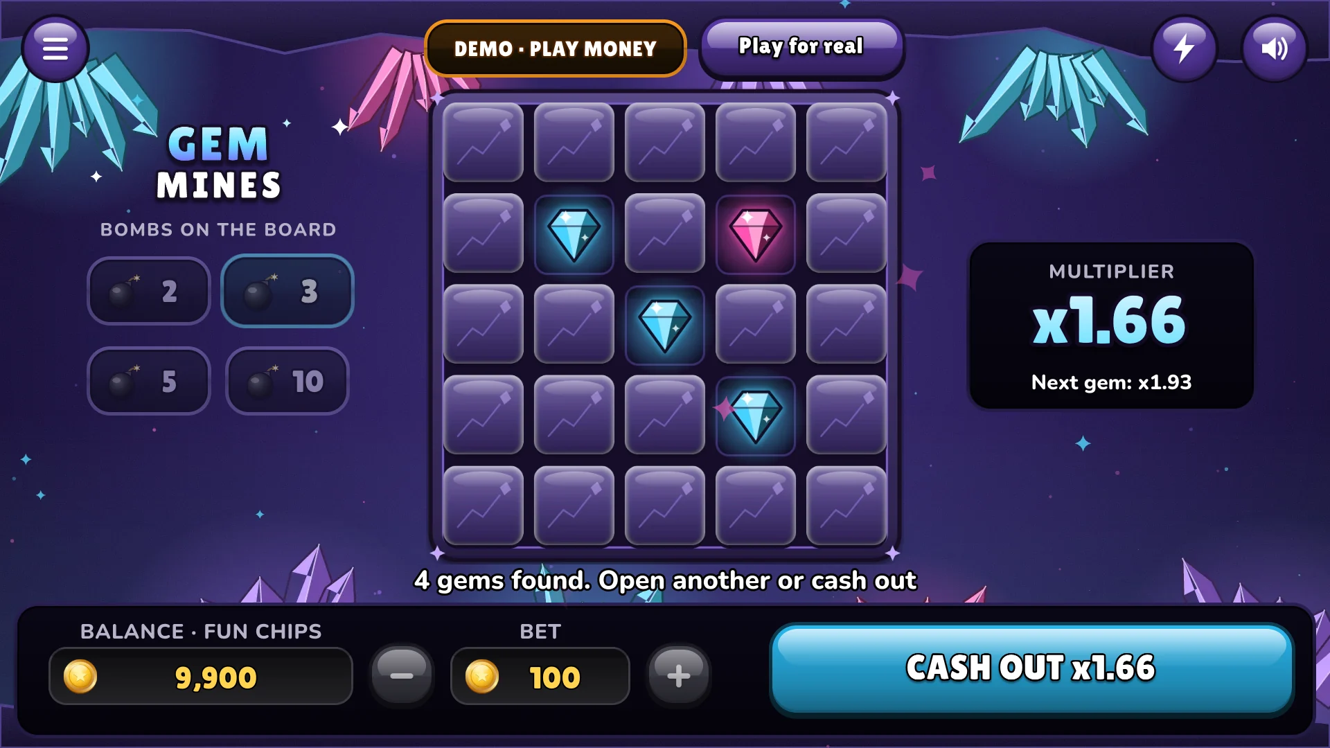 Every gem raises the multiplier