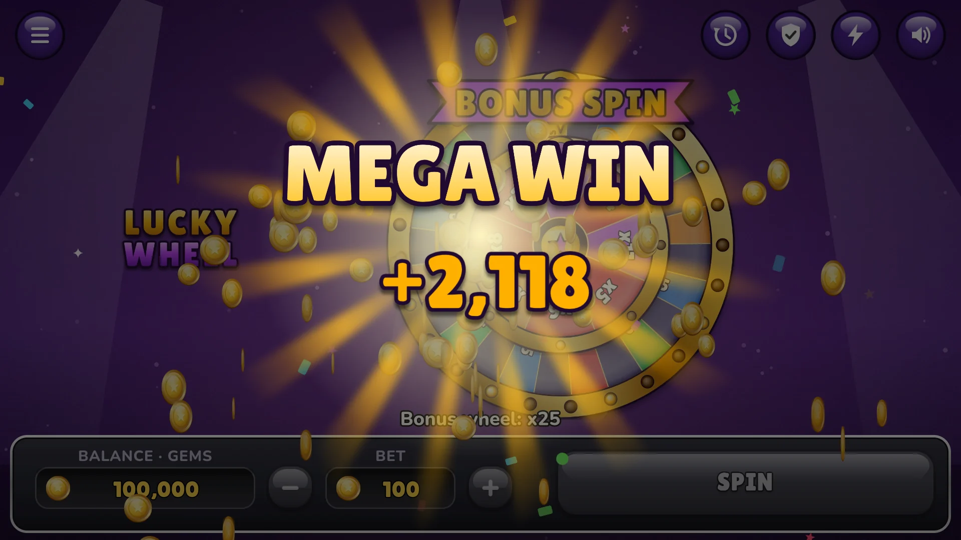 The bonus wheel pays up to twenty-five times the bet