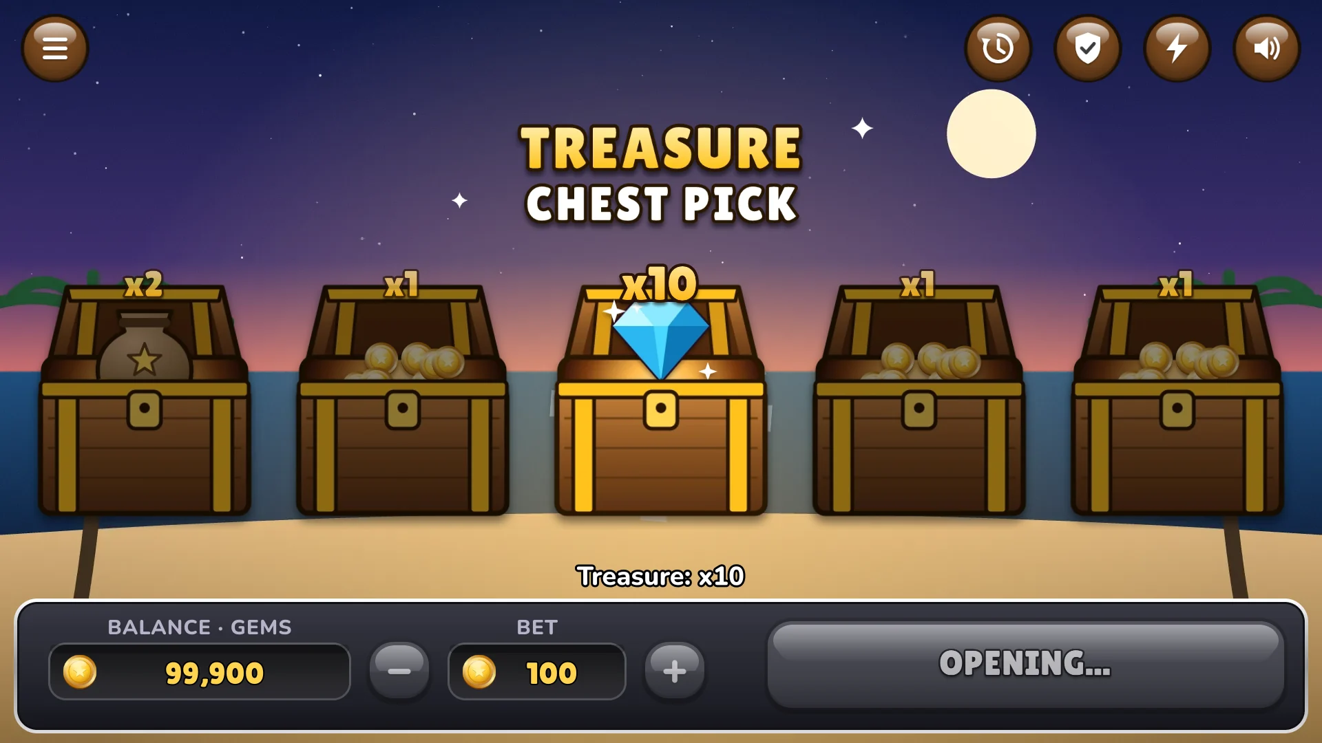 Open a chest to find its treasure, then see what the others held